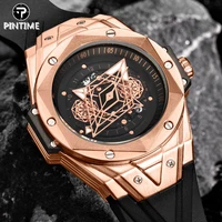 pintime quartz watch men luxury unique compass dial watches mens sports military wrist watch clock male zegarek meski montre