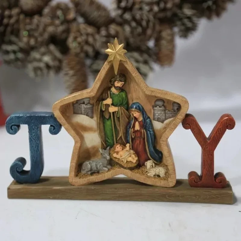 

Nativity Scene Baby Nativity Statue Jesus Manger Christmas Crib Figurines Miniatures Ornament Church Christmas Gift Home Decor