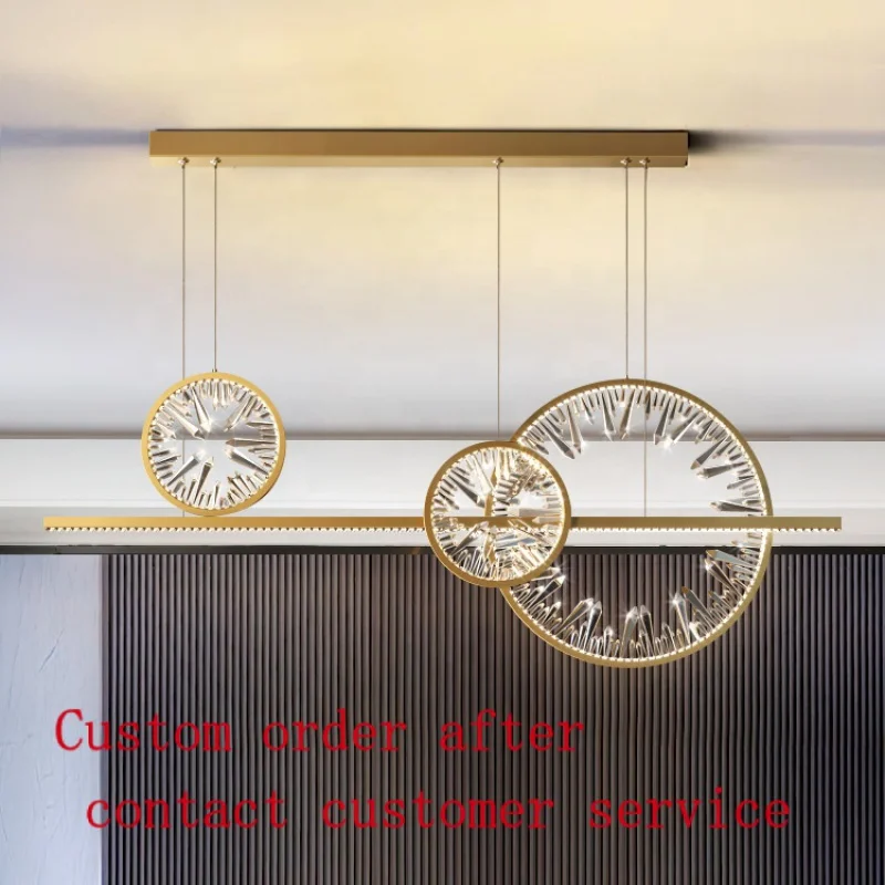 

2022 Nordic Ceiling aluminum lampshade Hanging Lighting Modern chandelier crystal light led pendant light for living room