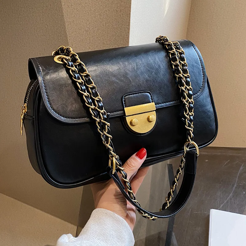 

2022 Women's Vintage Versatile Shoulder Bag Fashion Commuter Handbag High Quality Internet Red Crossbody Bag Small Square Bag