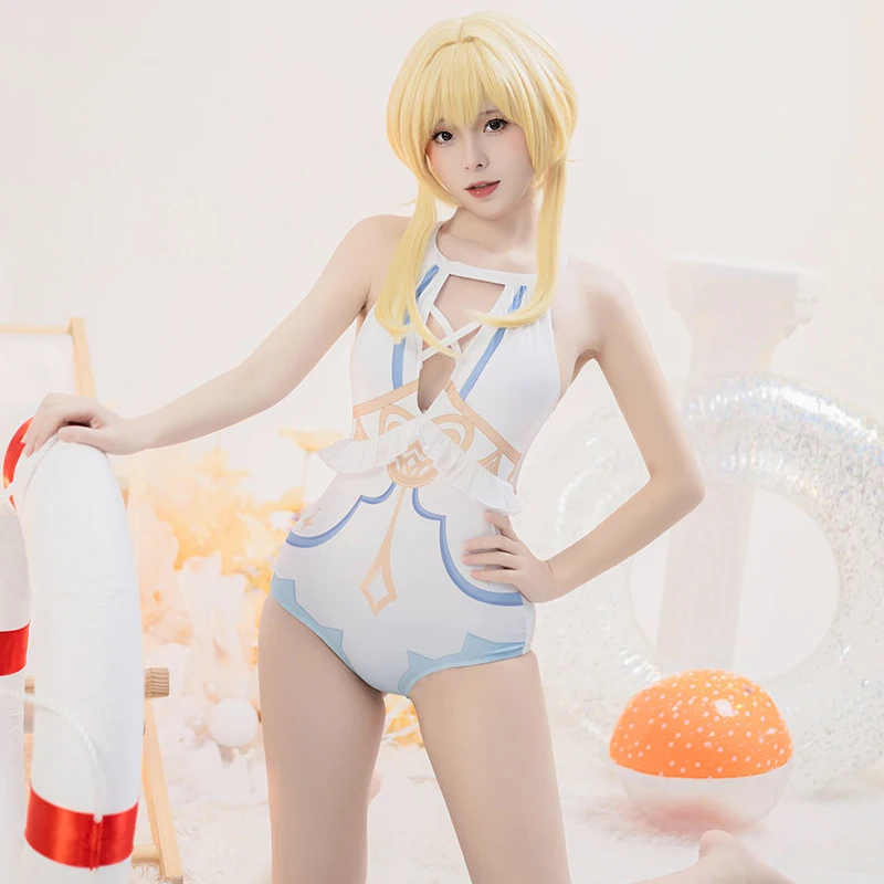 

Genshin Impact Anime Lumine Sexy Swimsuit Cosplay Costume Girl Cute Jumpsuit Woman Swimsuit