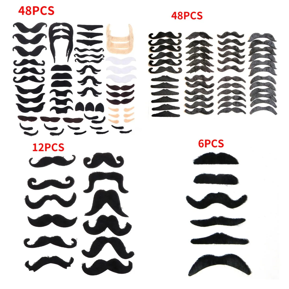1set Funny Fake Mustache Sticker Pirate Party Decoration Halloween Cosplay Moustache Party Fake Beard Whisker Kids Adult Black