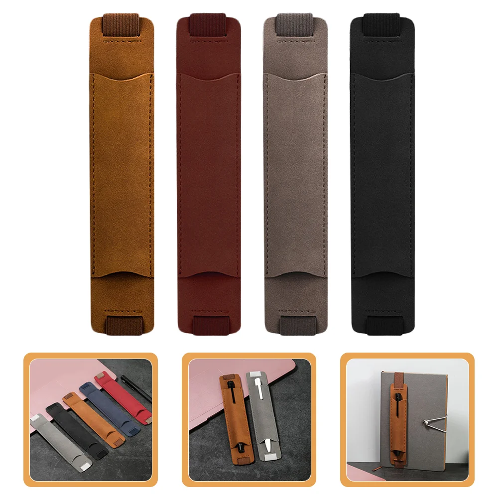 

4 Pcs Elastic Belt Men Pen Case Sleeve Notebook Holder Sleeves Covers Pu Man
