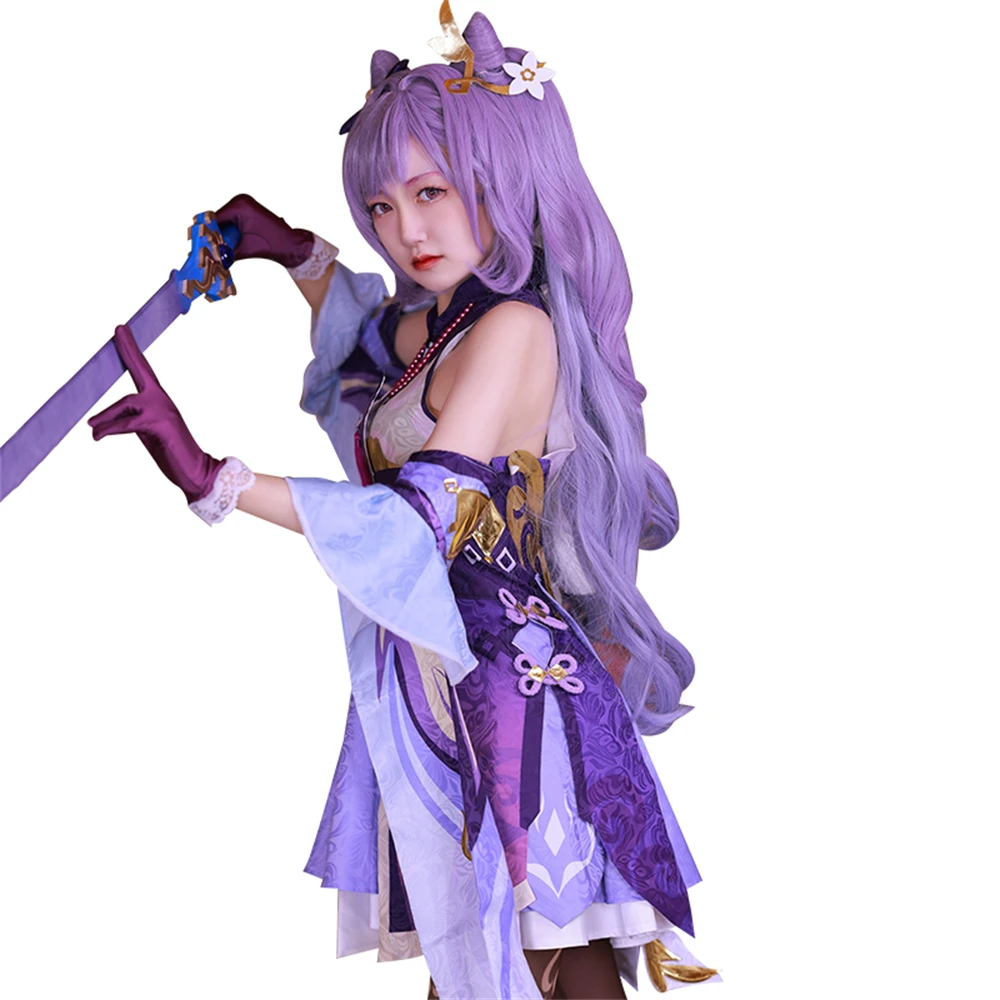 AGCOS Game Genshin Impact Keqing Косплей Костюм Женский Рождественский Платье