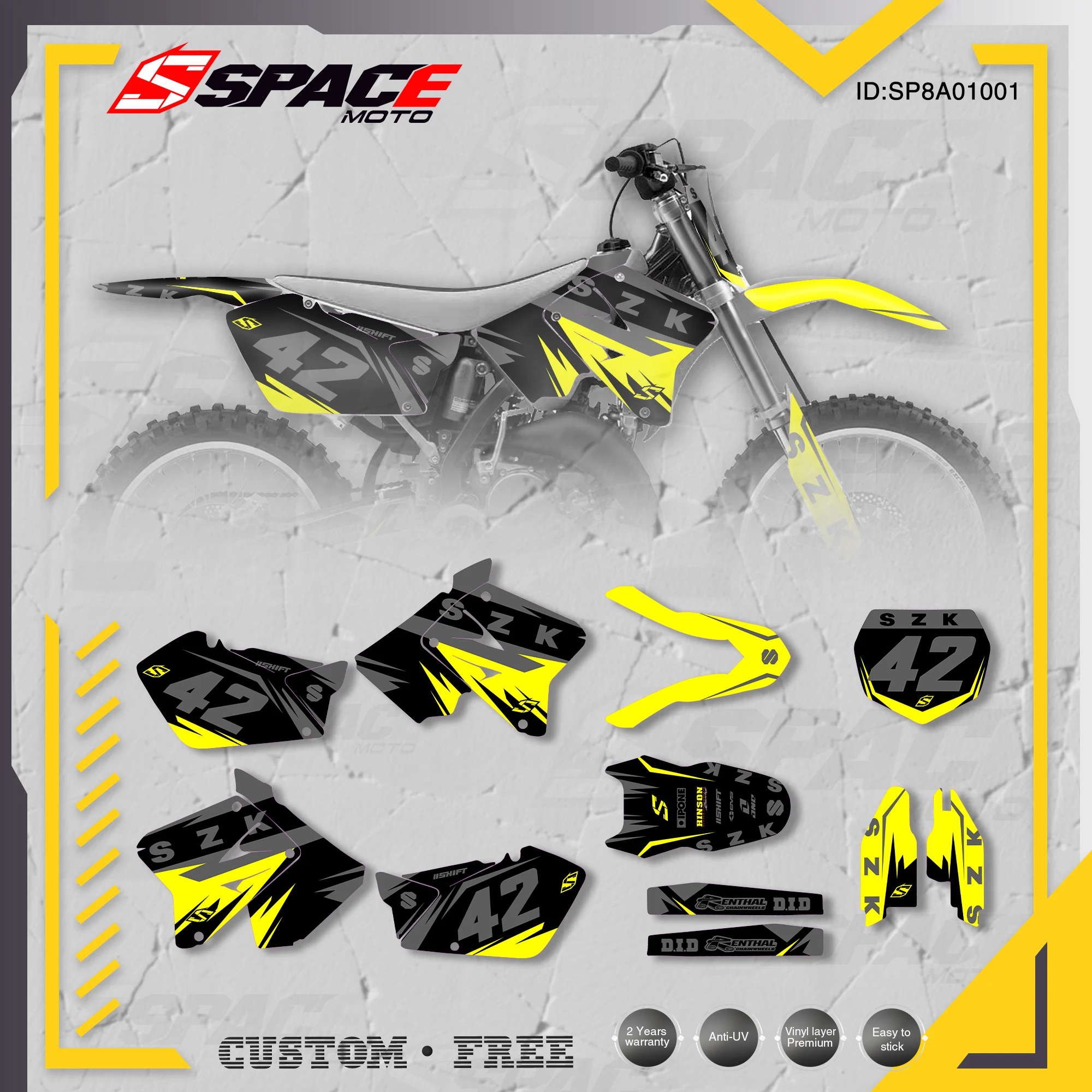 MotoSpace-Kit de pegatinas de 3M para SUZUKI 01-12, Kit de calcomanías de fondo de equipo gráfico personalizado, para SUZUKI 01-12, RM125-250 001