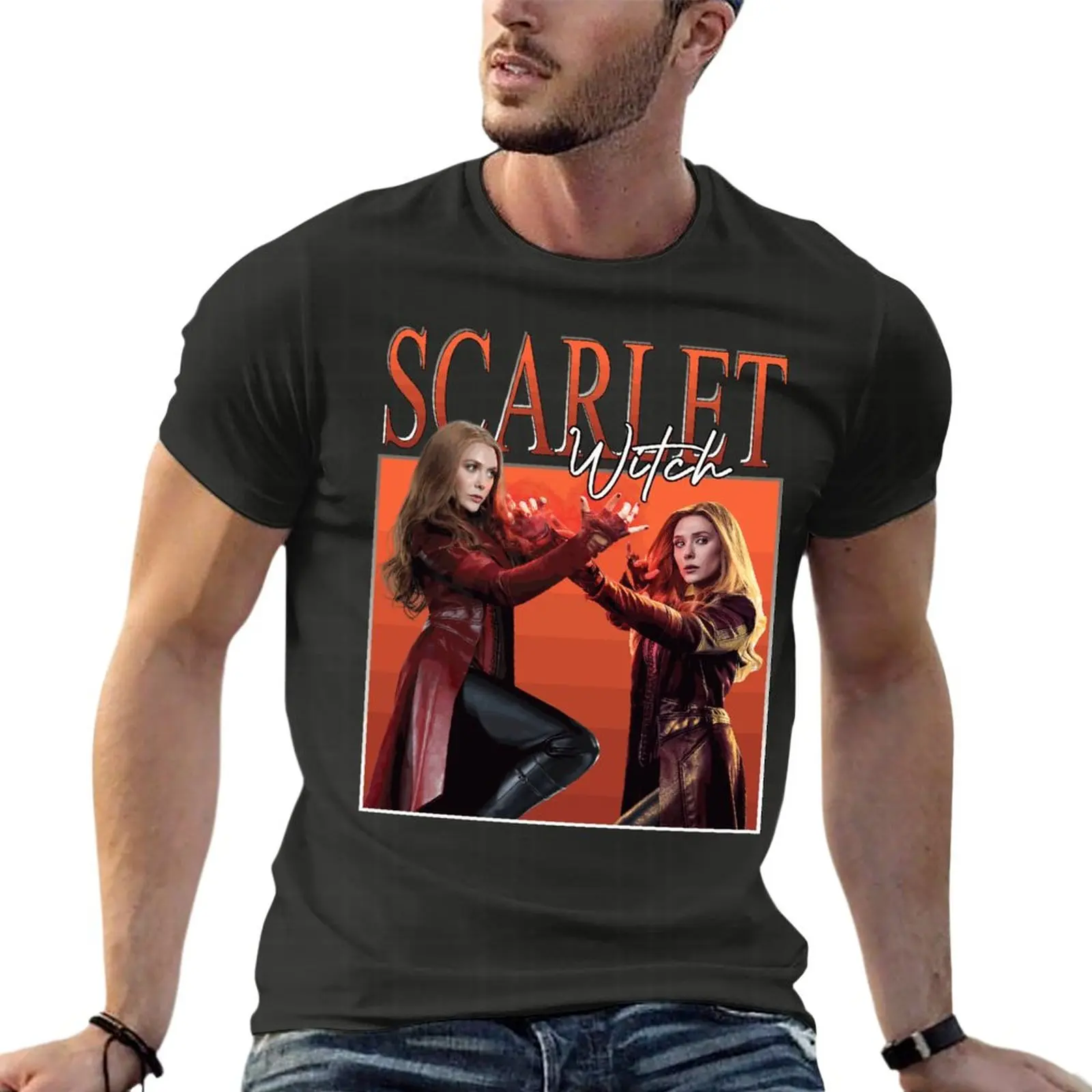 

Винтажная Футболка Алая ведьма Ванда Maximoff, фирменная мужская одежда, уличная одежда из 100% хлопка, футболка большого размера