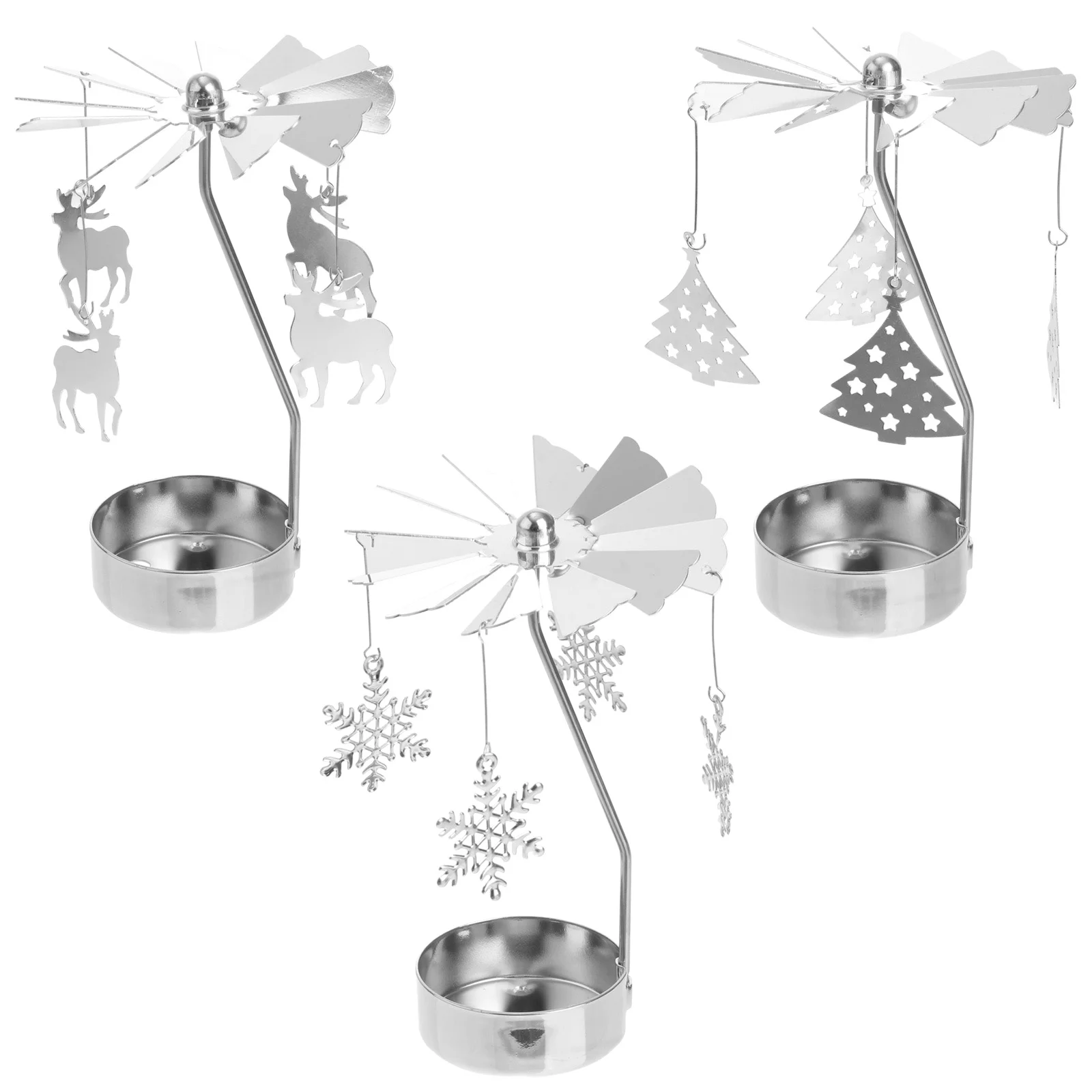 

Holder Christmas Rotating Tea Light Rotary Carousel Tealight Candlestick Revolving Holders Metal Stand Candlesticks Wedding