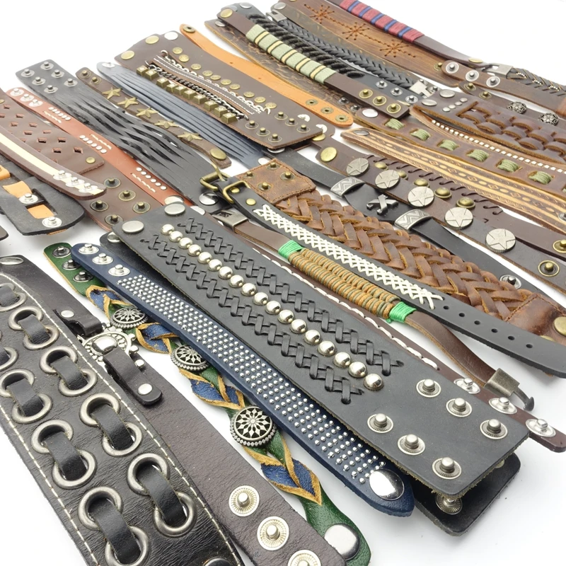 Мужские и женские браслеты из натуральной кожи 30 шт. |