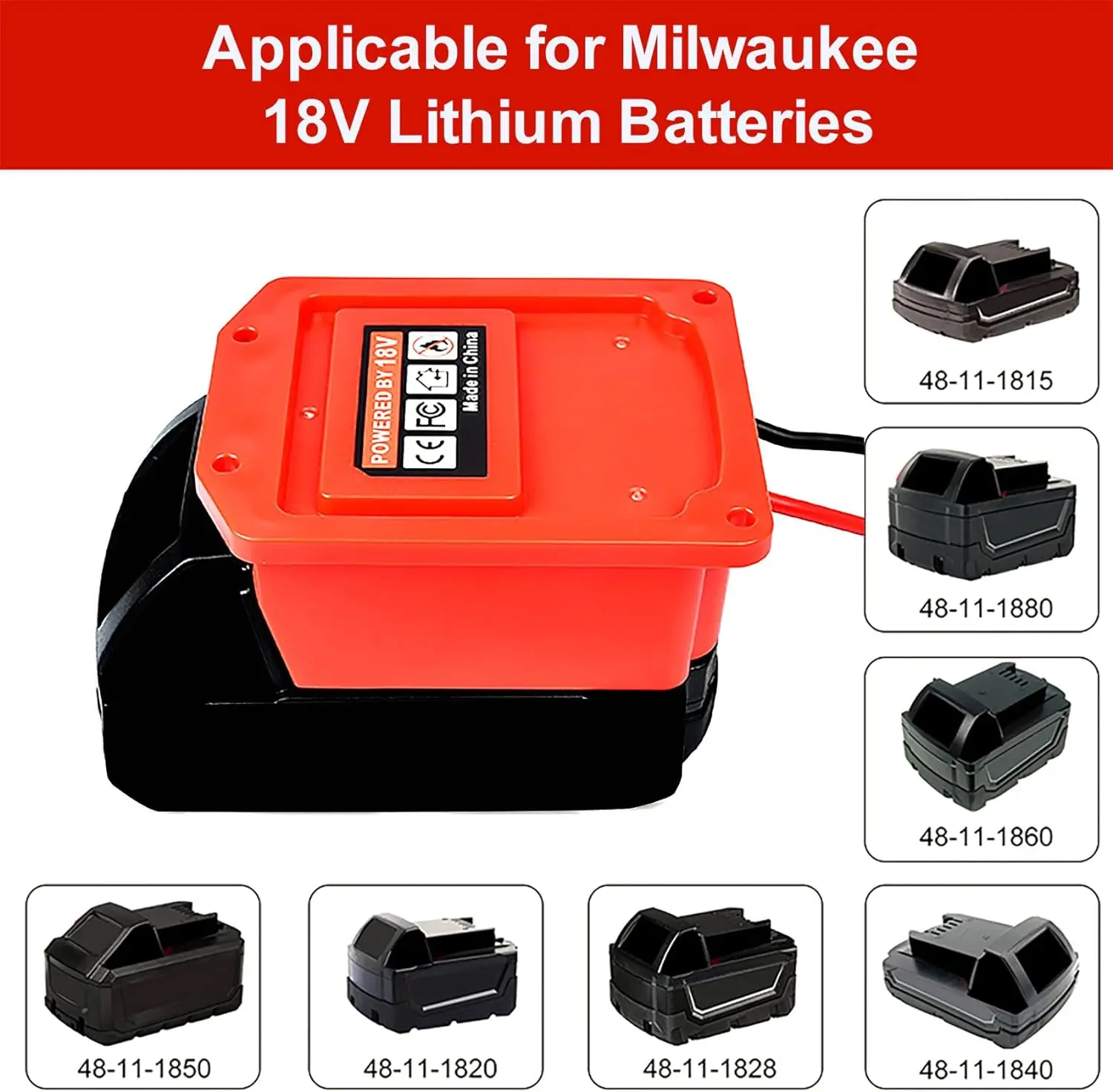Адаптер для аккумулятора Milwaukee 18 в с проводом 14 AWG