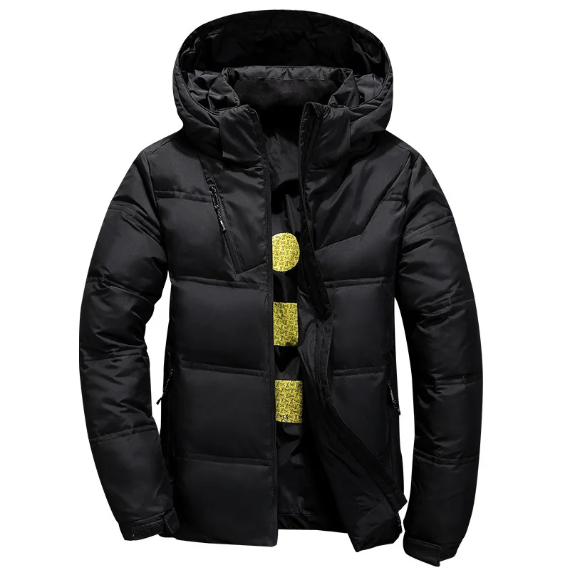 Jaket Bebek Putih Baru Pria Musim Dingin Hangat Warna Solid Berkerudung Mantel Tebal Bebek Jaket Pria Jaket Luar Musim Dingin