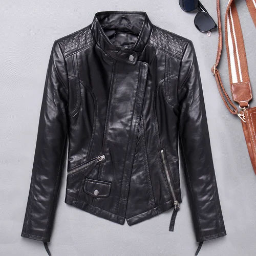 Autumn Genuine 2023 Leather Jacket Women 100% Sheepskin Coat Slim Fit Biker Motorcycle Jacket Autumn Real Leather Jackets 1715
