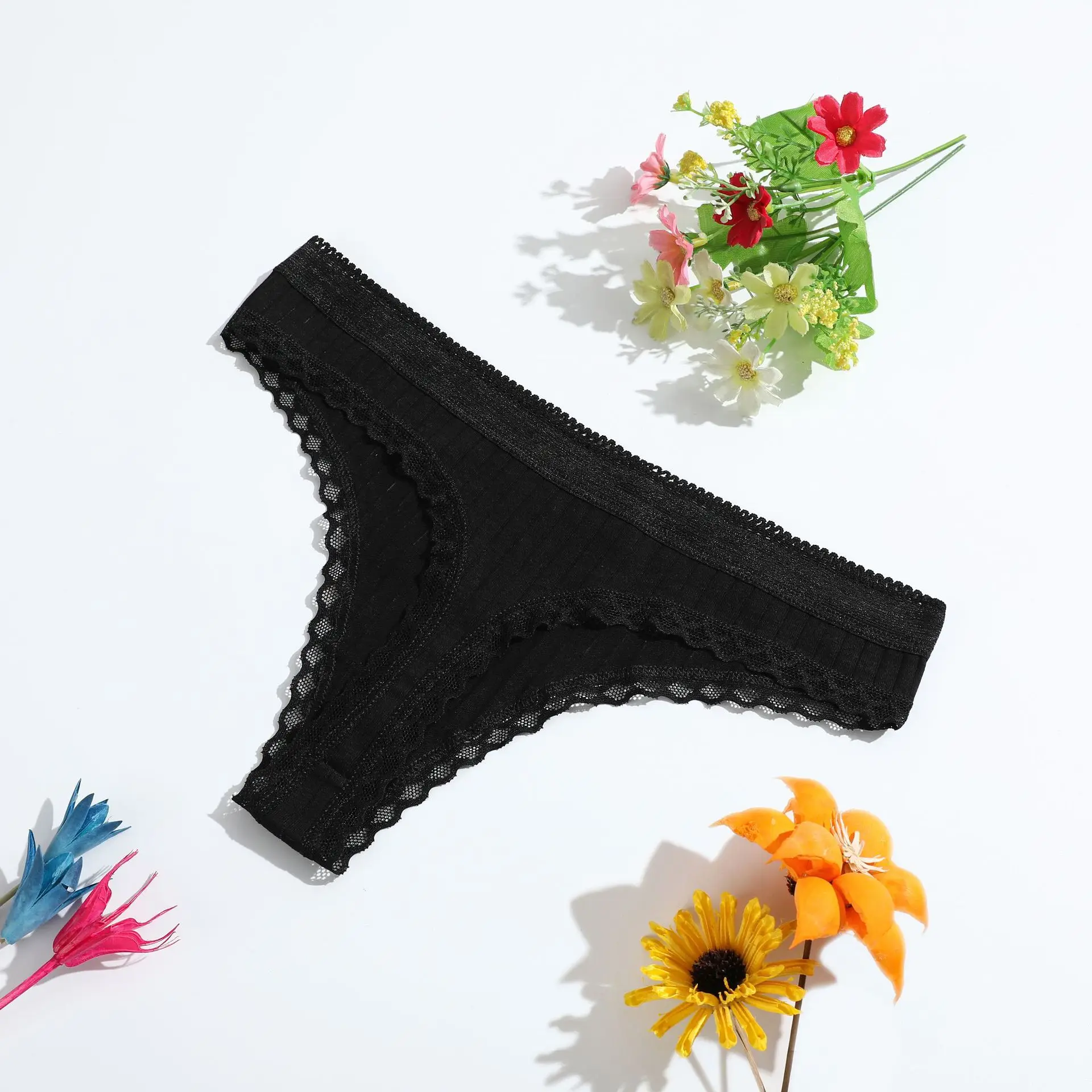 1Pcs 15 Color Letter Lace Panties Women Solid Underwear Cotton G String Thongs Female Low Waist Sexy Intimate Lingerie Hot Sex