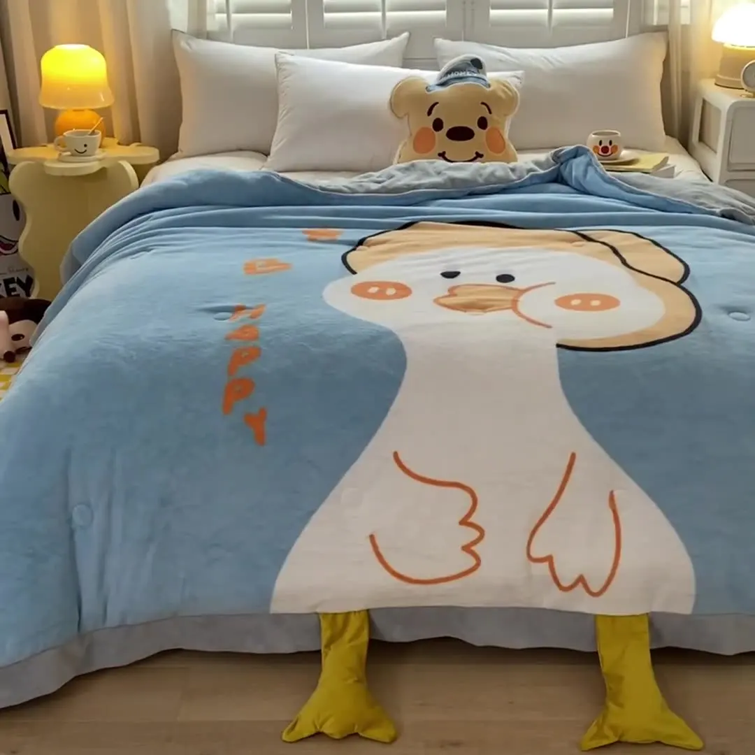 

Winter milk wool cartoon blanket thickened warm lamb wool blanket washable single and double