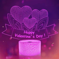 3d illusion lamp led night light with 16 color change remote control cool home bedside decor girls women valentines day gifts