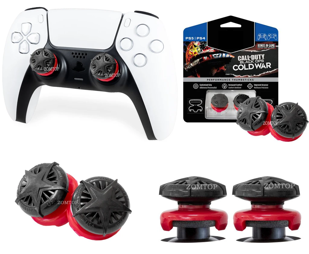 

ZOMTOP for PlayStation 4 (PS4) and PlayStation 5 (PS5) Thumb Grips Performance Joystick Cover Extenders Caps Accessories