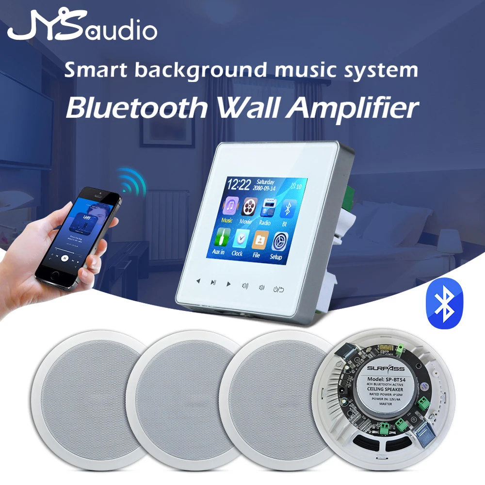 

Wall Amplifier Smart Home Theater Mini Music Panel 2*20W with 5.25 inch Bluetooth Ceiling Speaker PA System Kit for Restaurant