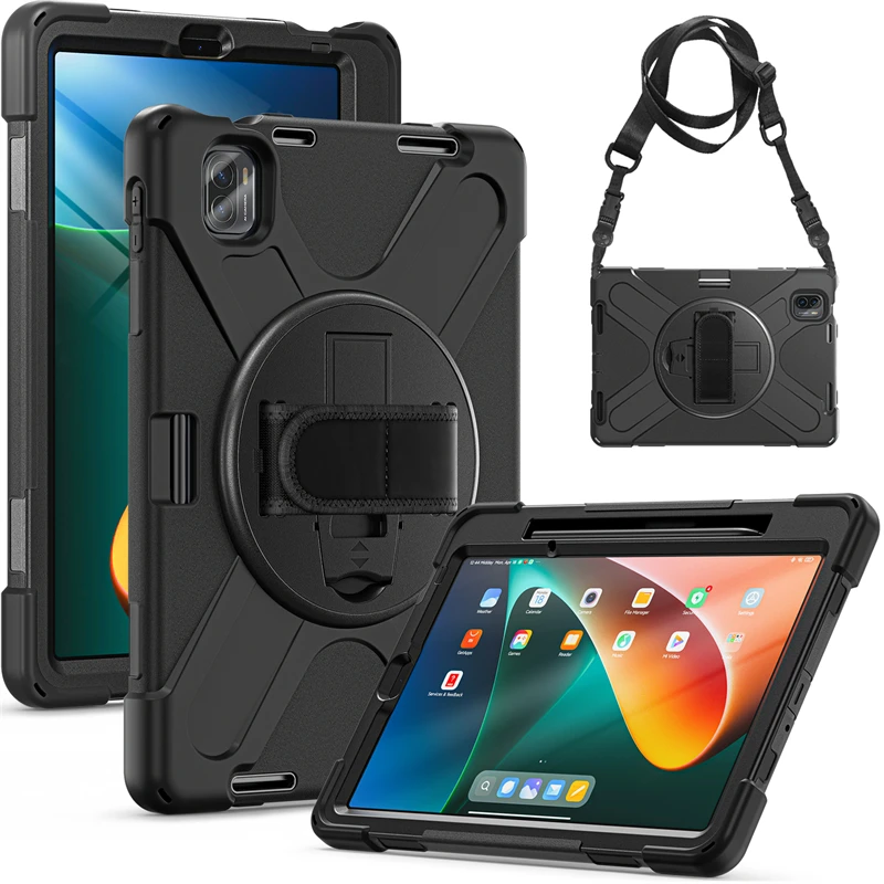 

Rugged Case for Xiaomi MiPad 5 Pro Tablet 11 inch Handheld Strap Build-in Stand Anti-Fall Cover Silicon Full Protection Shell