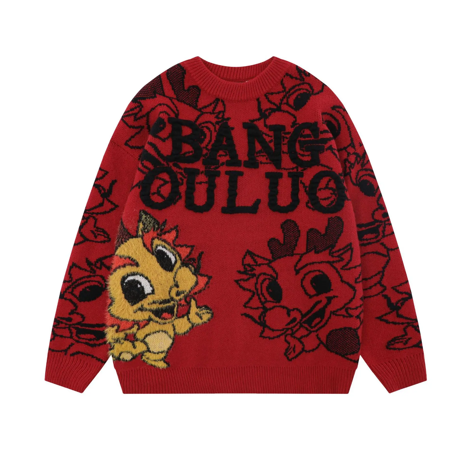 

Свитер мужской с принтом, утепленный теплый удобный свободный трикотажный Повседневный пуловер в стиле Хай-стрит Харадзюку с круглым вырезом, зимняя одежда для пар