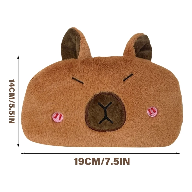 Сумка-карандаш в форме капибары с мягкой плюшевой текстурой коричневый чехол для