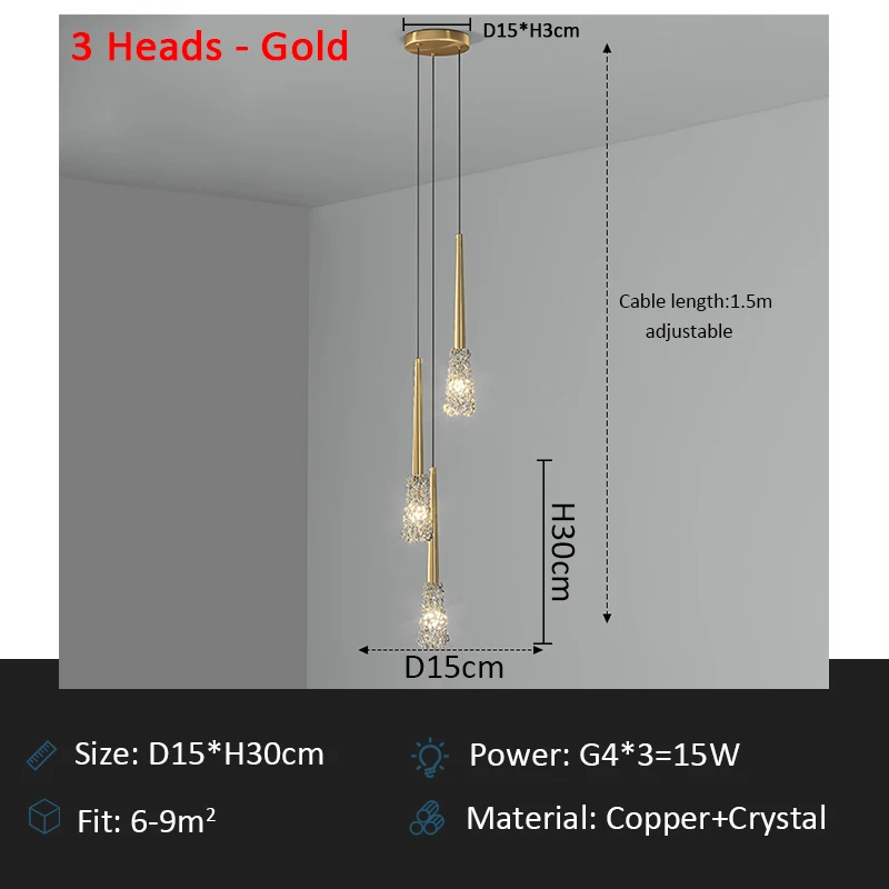 

Люстра ZCTOP, медная, черная, золотая, 1-3 головки