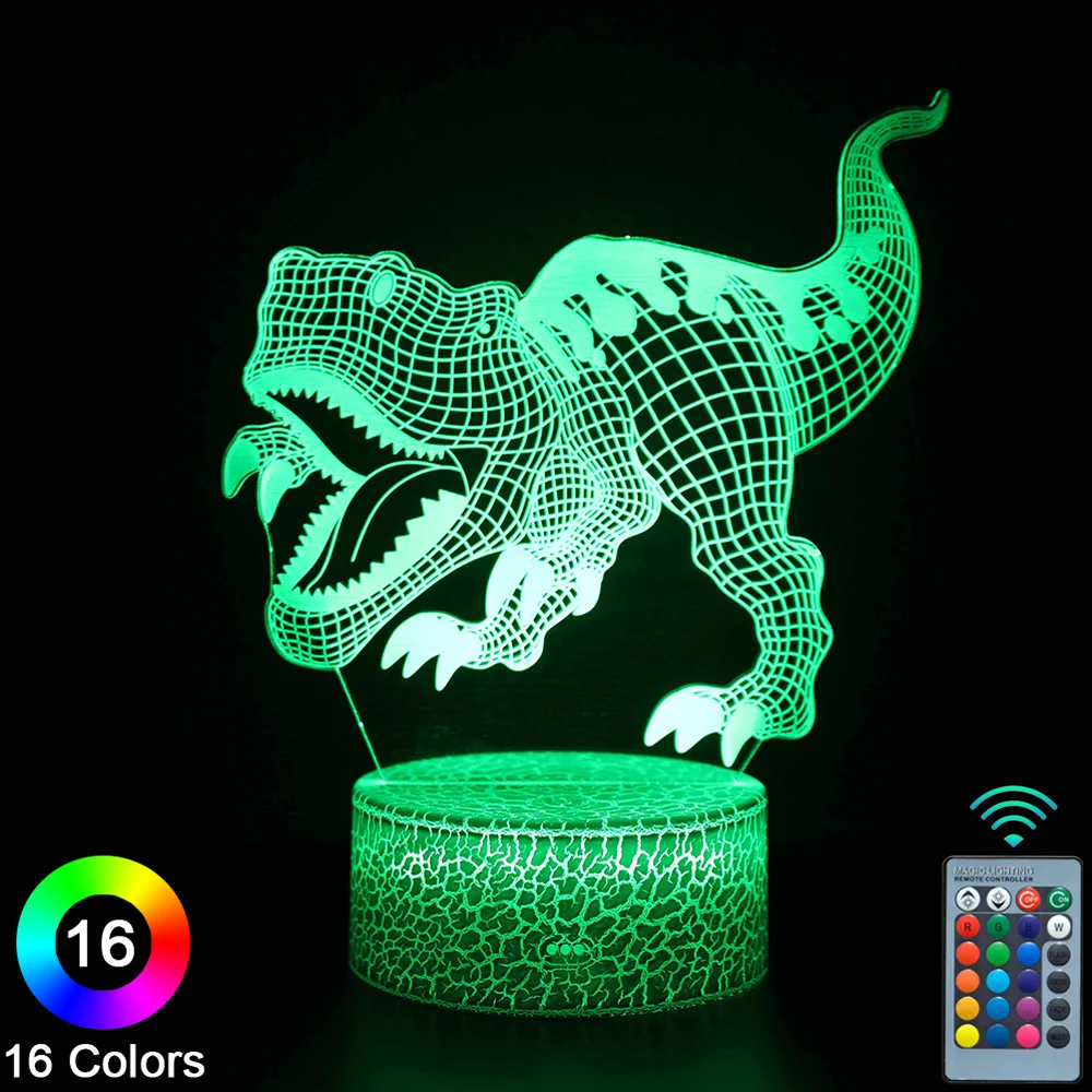 

Динозавр, светодиодный 3D ночник, сенсорный пульт дистанционного управления, новинка, настольная лампа, декор для комнаты, Рождественский по...