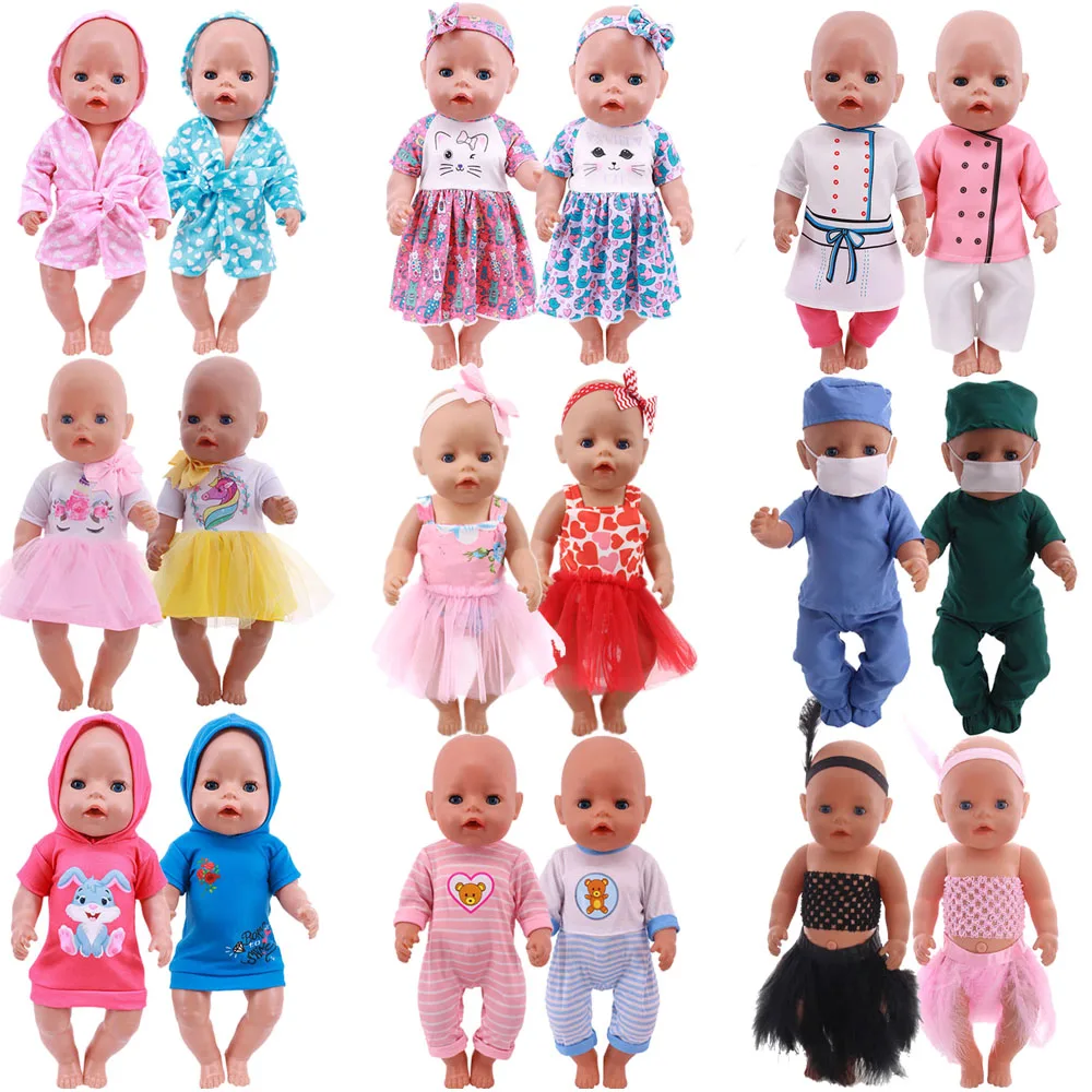 

2PCS/Set Cute Reborn Dolls Clothes For 18 inch&43 cm Baby Dolls&Our Generation Dolls Dressing game DIY Birthday Present Toys