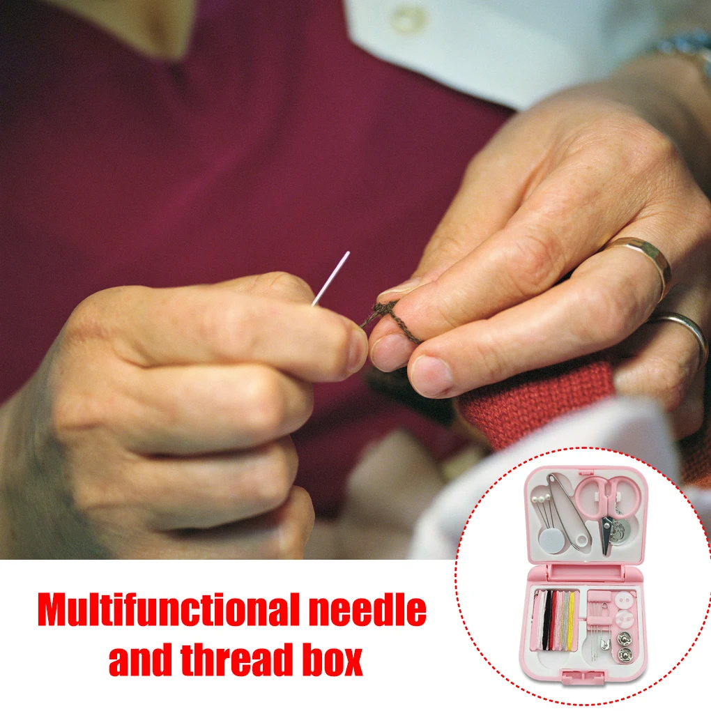 

Sewing Storage Box Dust-proof Embroidery Handwork Needles Tools Carrying Cases Scissor Portable Organizer Blue