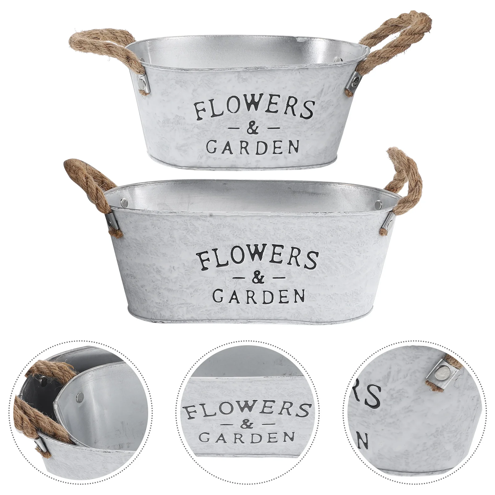 

2 Pcs Garden Planter Decoration Party Flower Vase Pots Decorative Vintage Iron Office