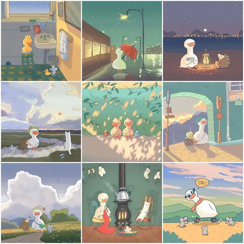 

GATYZTORY Picture By Number Duck Animal Kits For Adults Handpainted DIY Paint By Number On Canvas Home Decoration