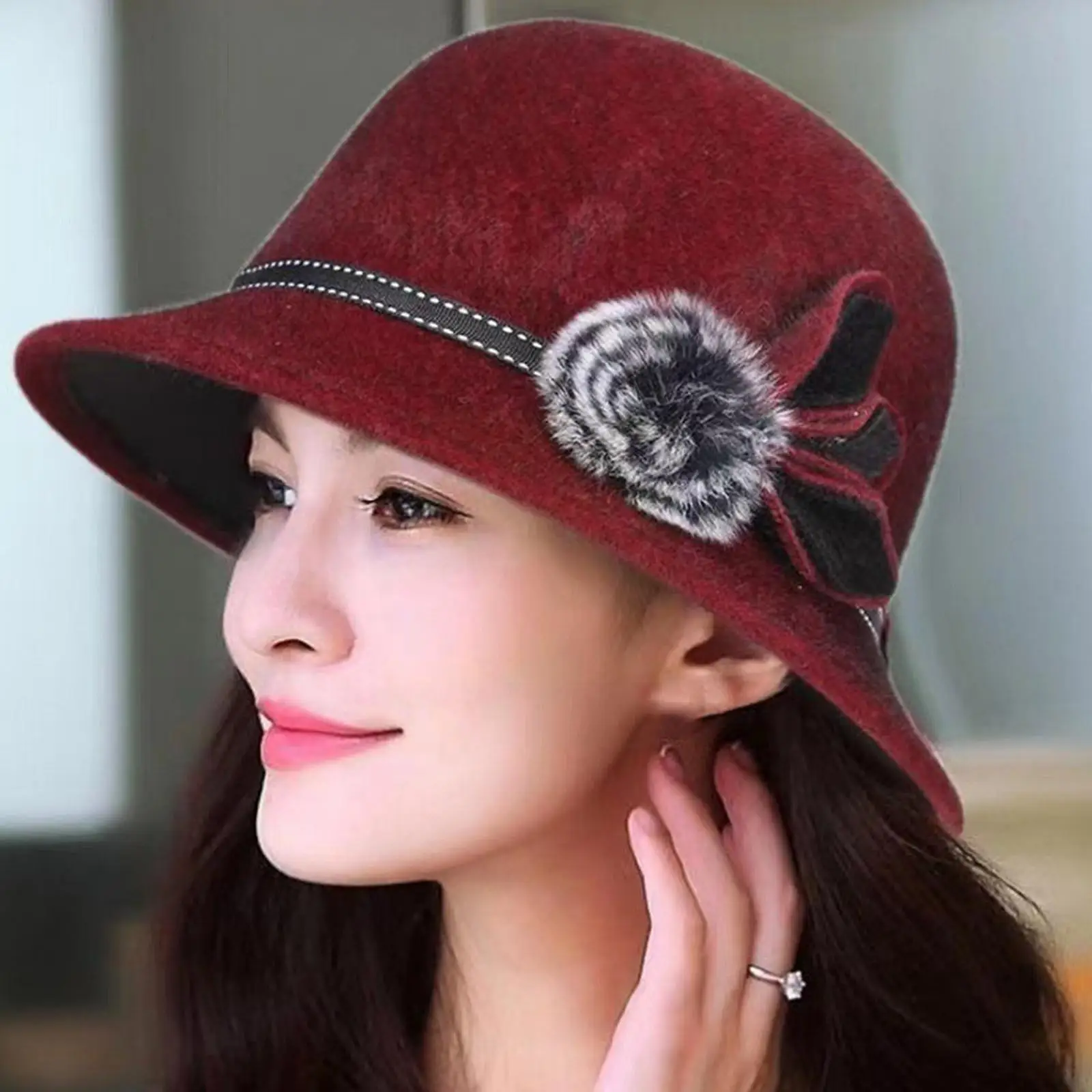 

Женская шерстяная шляпа-«Колокол» с круглым бантом