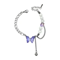 2022 new purple crystal butterfly charm bracelet for women light luxury high sense accessories luxury jewelry wholesale bulk
