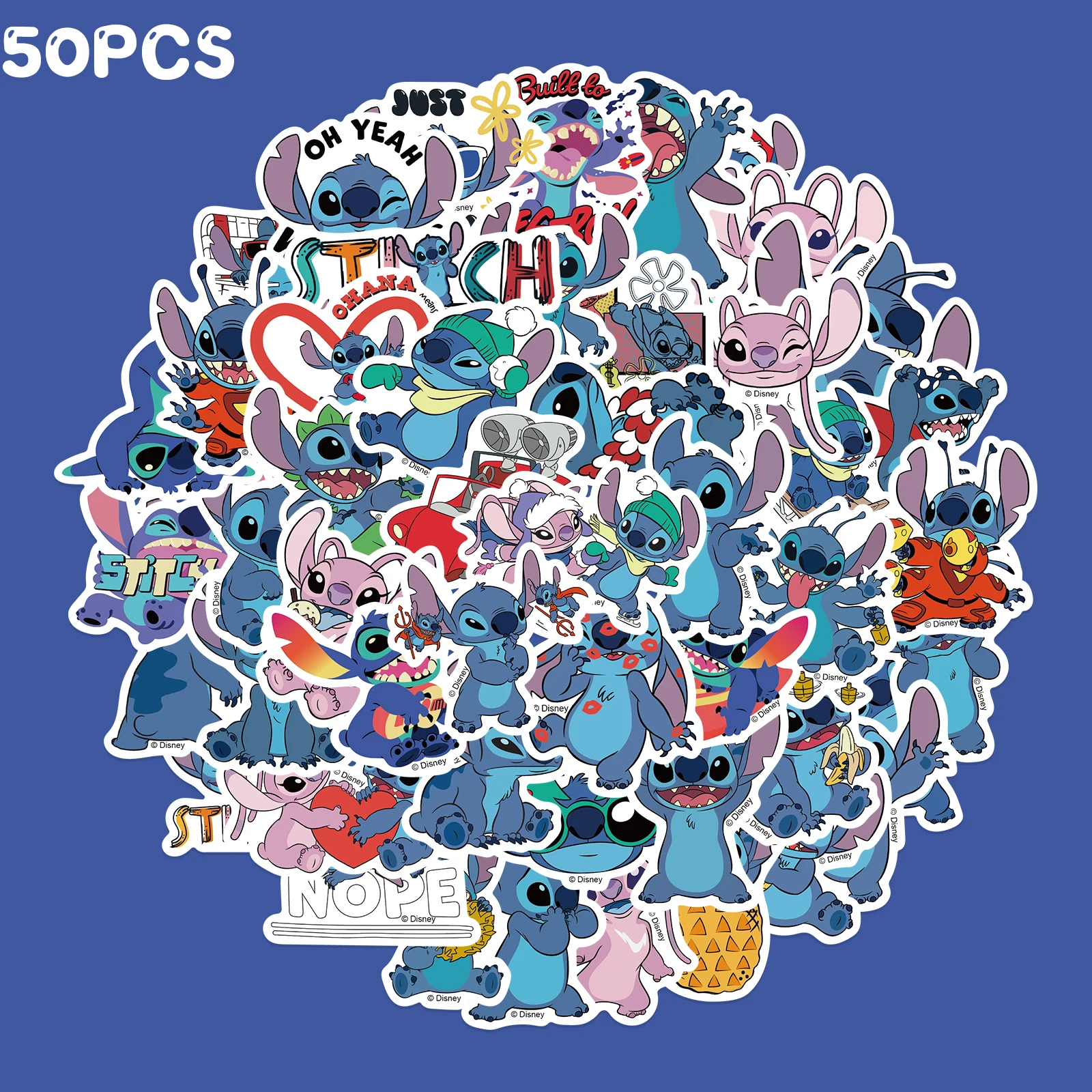 

25/50PCS Disney Cute Cartoon Stitch Stickers DIY Phone Guitar Laptop Luggage Skateboard Graffiti Decals Fun Kid