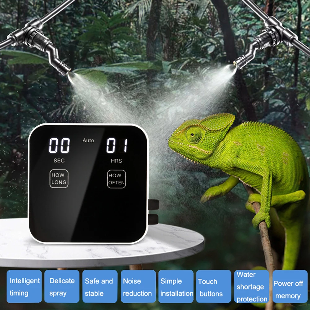 Intelligent Reptile Terrarium Mister Automatic Timer Reptile Humidifiers Misting System for Chameleon Lizard Rainforest Plants