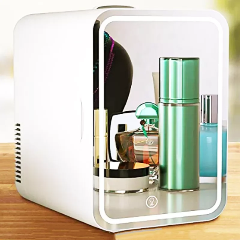 8L Home&Car Dual Use Portable Refrigerator Mini Fridge For Cosmetic Beauty Skin Care With Led light Mirror Storage Cooler Wa