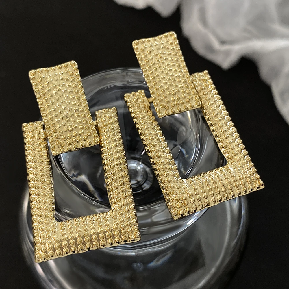 Freetry винтажные Геометрические Квадратные Висячие серьги для женщин леди крупные