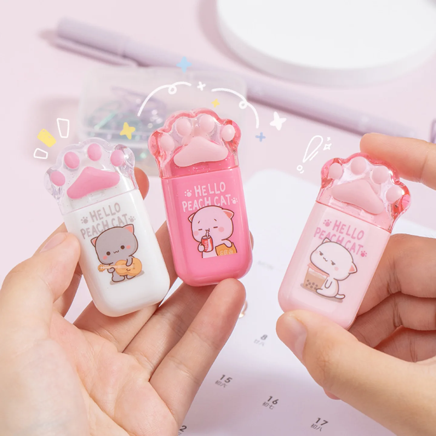 

1Pc Cat Claw Portable Correction Tape Kawaii White Out Corrector Promotional Gift Stationery Student Prize School Office Supply