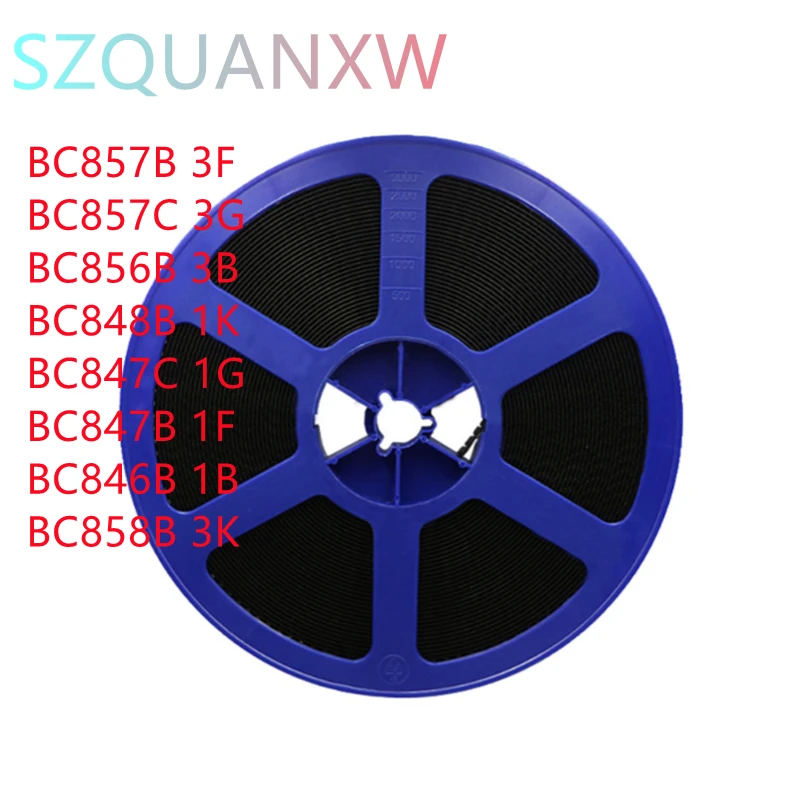 

3000pcs/Reel BC857B 3F BC857C 3G BC856B 3B BC848B 1K BC847C 1G BC847B 1F BC846B 1B BC858B 3K SOT-23 RANSISTOR