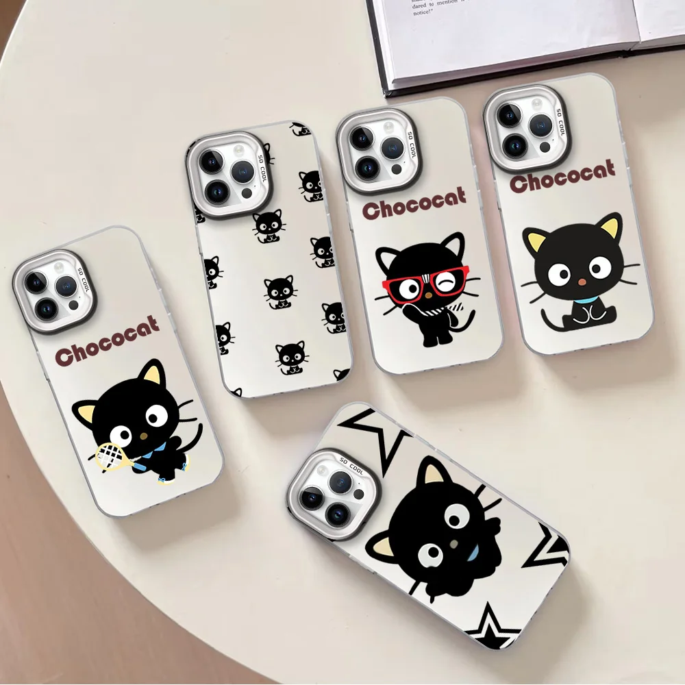 MINISO Cute Chococat Phone Case For Samsung A25 32 33 34 50 51 52 53 54 71 24 35 23 4G 5G ULTRA PLUS Laser Cover