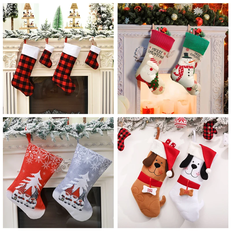 

Christmas Stocking Santa Sack Gift Bag Christmas Socks New Year 2023 Christmas Tree Decorations for Home Noel Deco Navidad 2024