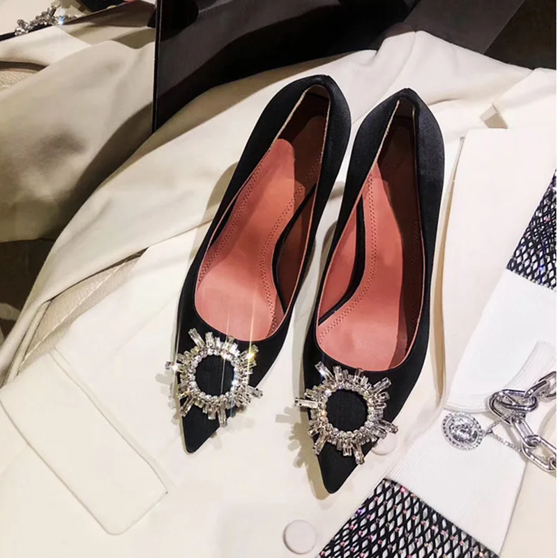 

High Heels Women's Crystal Diamond Buckle Sexy Shoes Pointed Shoes Stiletto Heels Womens Shoes