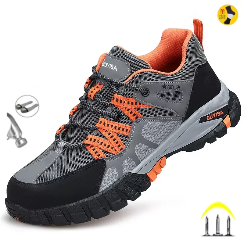 

2022New Men Steel Toe Safety Shoes Indestructible Construction Working Shoes Protection Male Footwear Breathable Hiking Industry