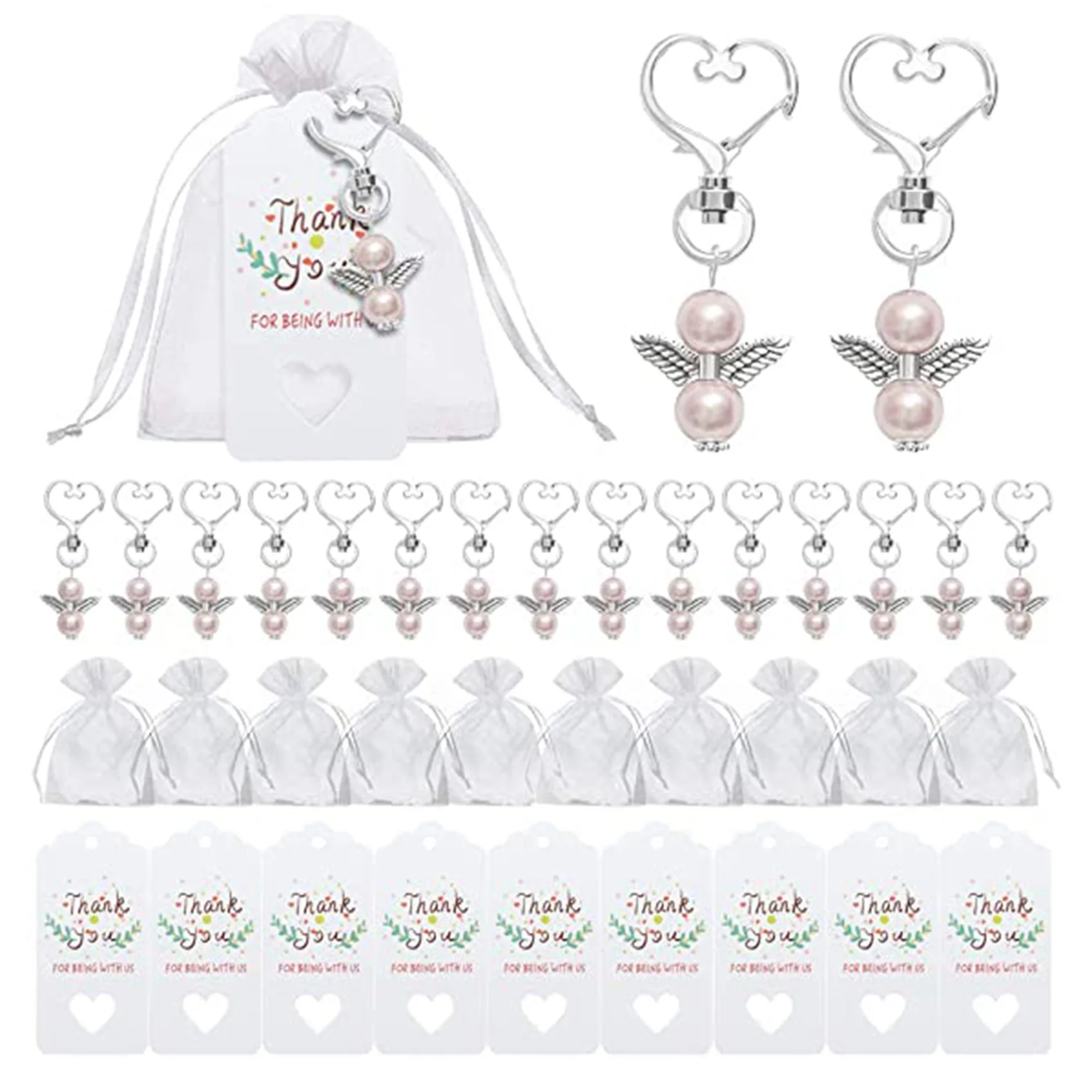 

Набор жемчужных ангелов с брелоком в форме сердца из органзы, 40 комплектов