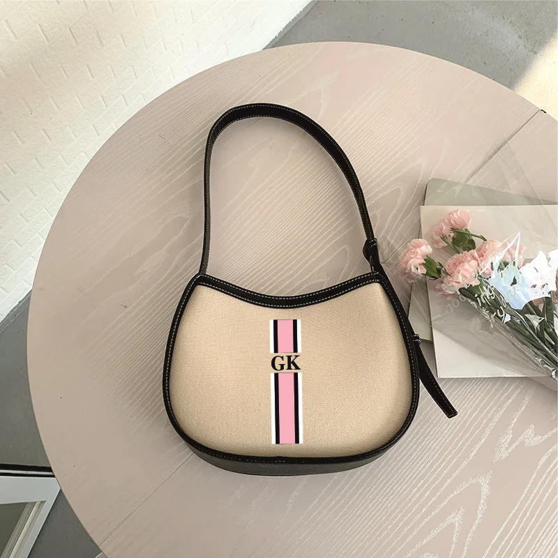 Personalised Monogram Mini Shoulder Tote Bag, Women's Handbag, custom Hand Bag, Canvas Bag, Gifts For her, tote handbag