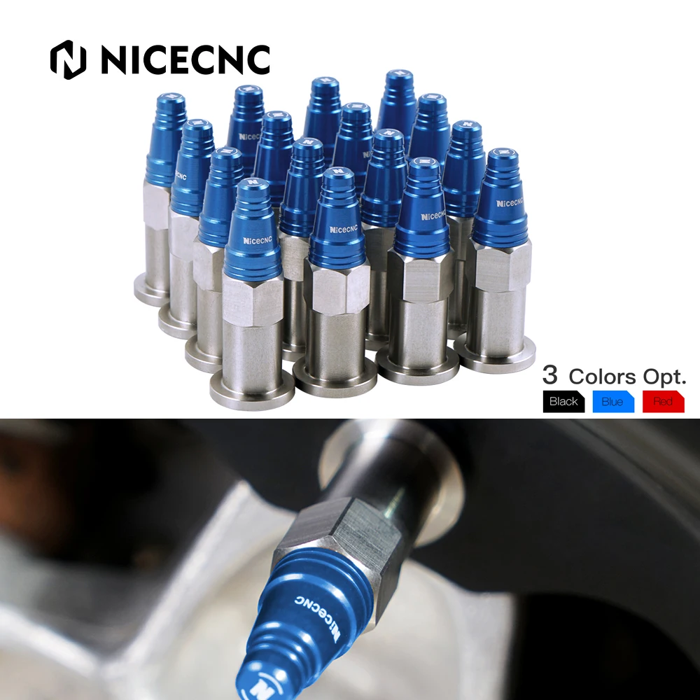 NICECNC ATV 16PCS 10X1.25mm Polished Spiked Wheel Lug Nuts For Yamaha Raptor 700 YFM700 Raptor 700R YFM700R 06-20 Black Blue Red