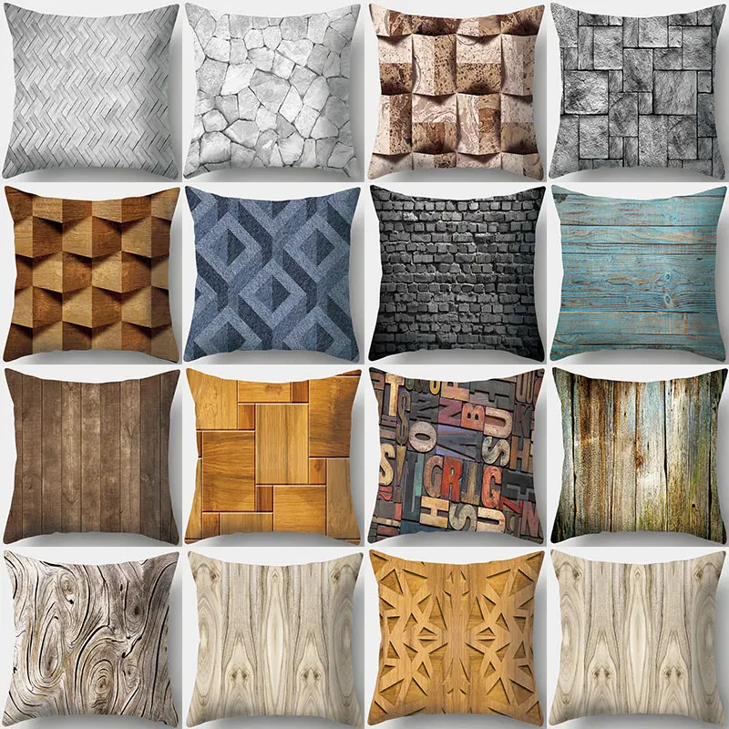 

Wood Stone Pattern Decorative Cushions Pillowcase Polyester Cushion Cover Throw Pillow Sofa Decoration Pillowcover 40962