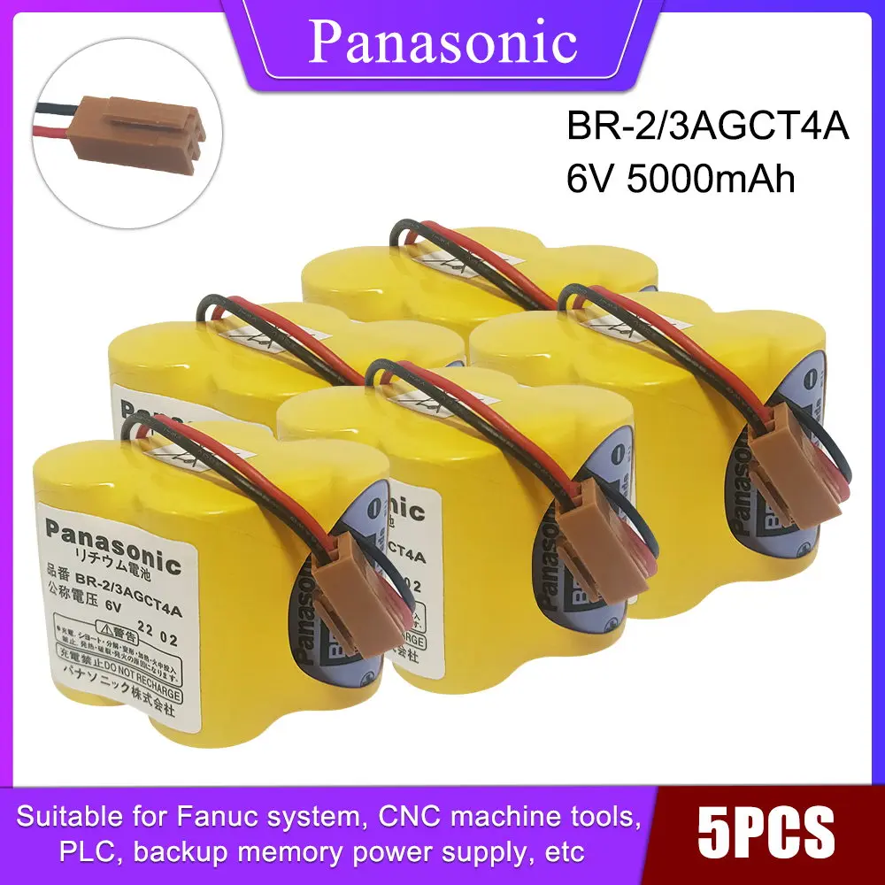 

5PCS Original Panasonic BR-2/3AGCT4A 6V 5000mAh Li-ion Battery With Brown Plug For CNC System Machine Tools Lithium Batteria