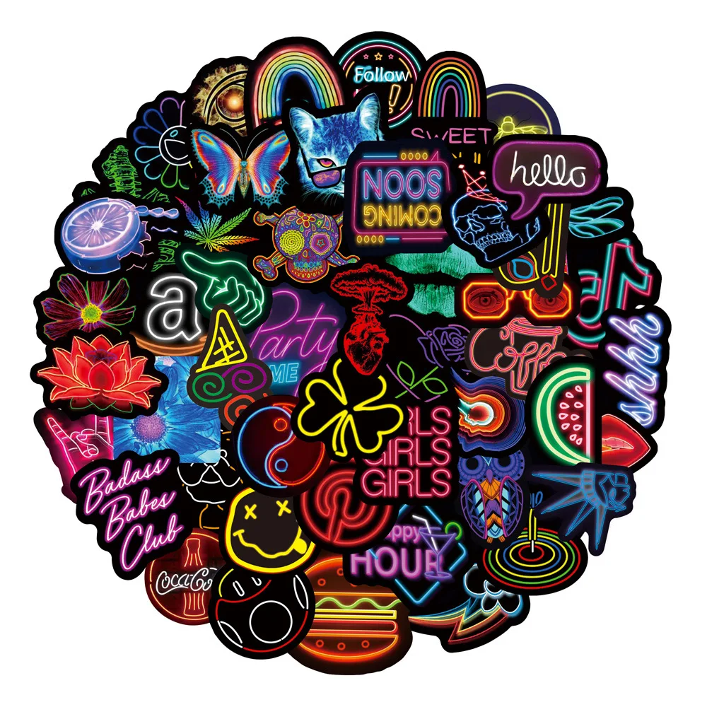 

10/30/50 шт., новые модные неоновые наклейки для ноутбука