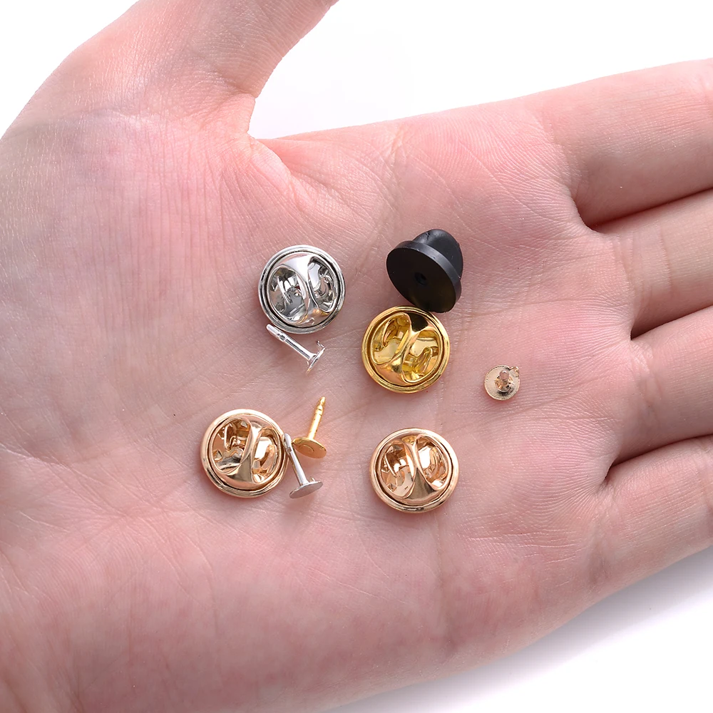 50Pcs Squeeze Badge Holder Butterfly Clasp Pins Colorful Metal Clutch Clasps Caps For Diy Jewelry Making Craft Accessories - купить по