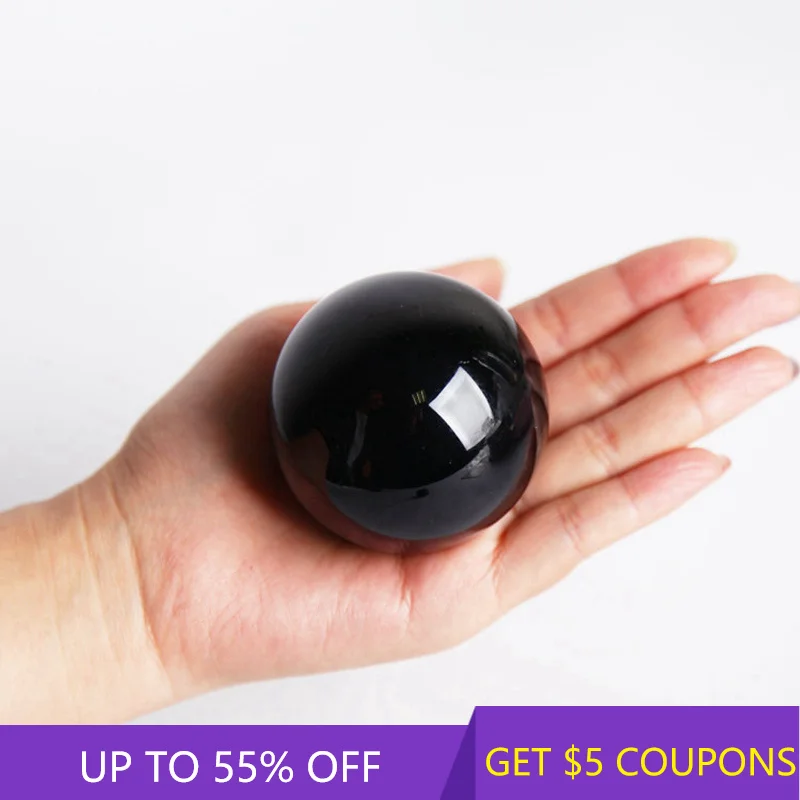 

50mm Rare Natural Black Obsidian Quartz Crystal Stone Ball W/ Stand Reiki Healing Gemstone Sphere Mineral Rock Feng Shui Decor