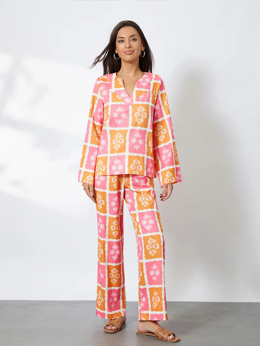 Женский цветочный пижамный комплект из 2 предметов рубашка с коротким рукавом и